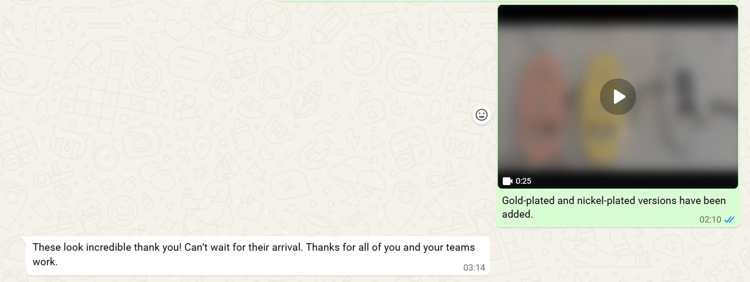 Anonymized sample update and positive customer feedback