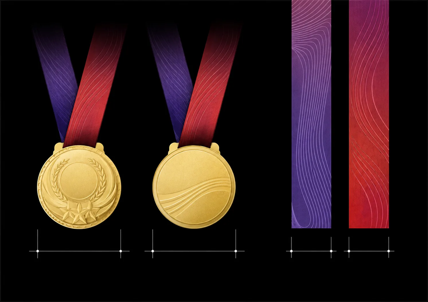 Privacy-edited two-sided medal and ribbon design sheet used as a general artwork example