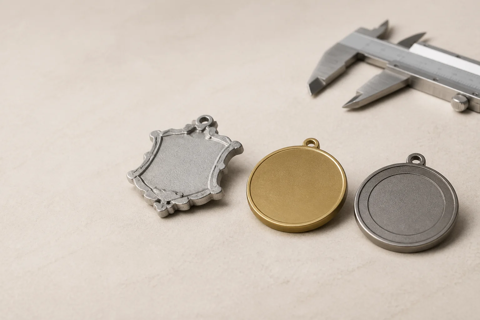 Zinc alloy, brass and iron medal material examples