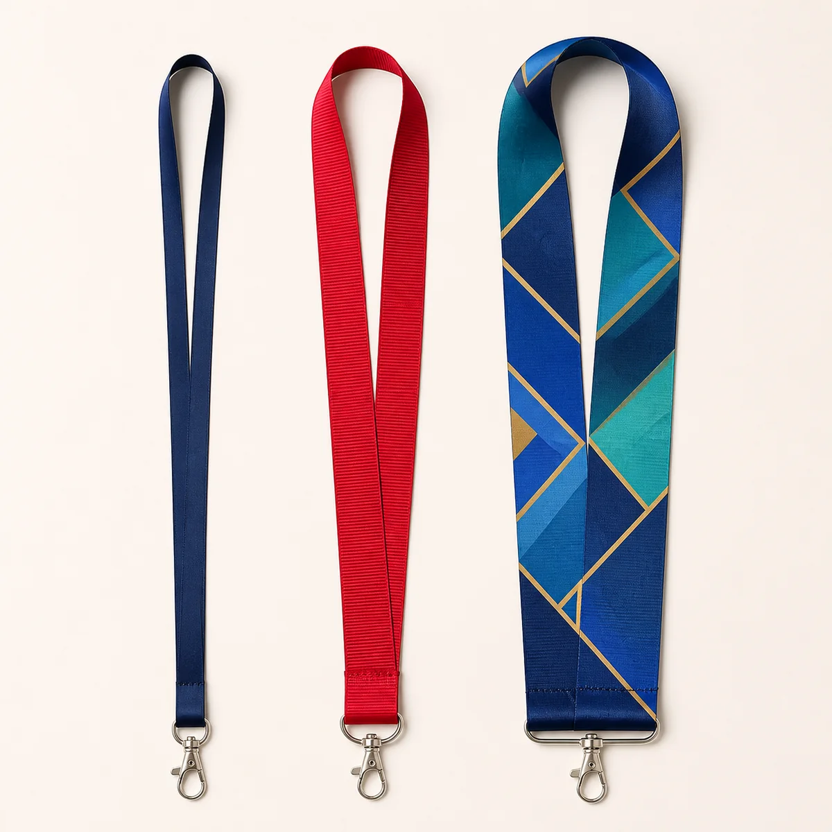 Narrow, standard and wide custom medal ribbons compared side by side