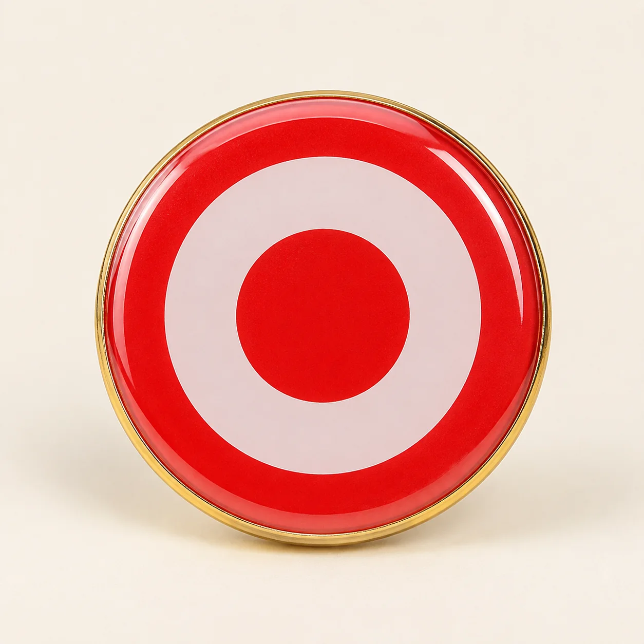 Round metal pin with clear domed epoxy coating