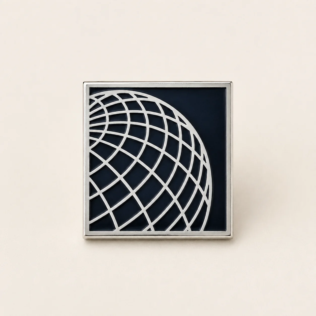 Hard enamel pin with smooth black and white surface