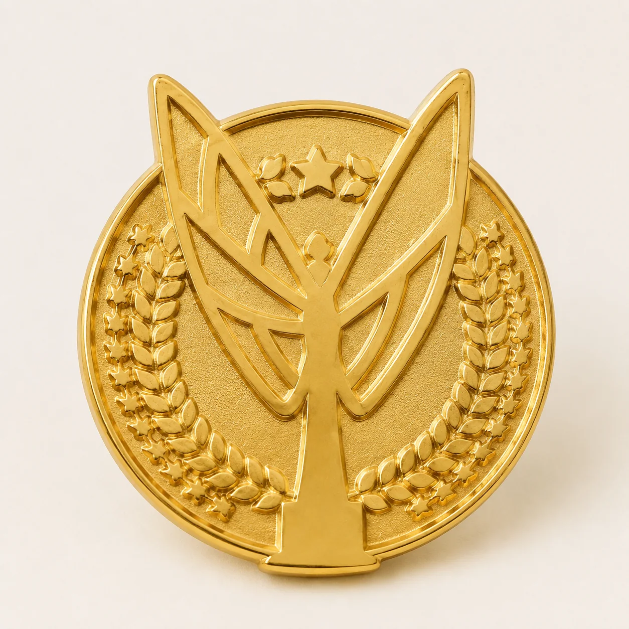 Gold plated raised metal pin without applied color