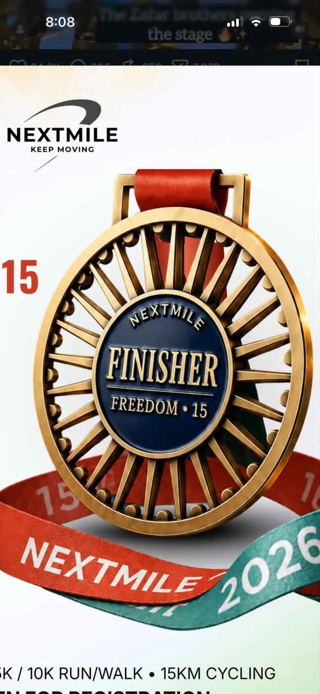 NEXTMILE custom finisher race medal with ribbon